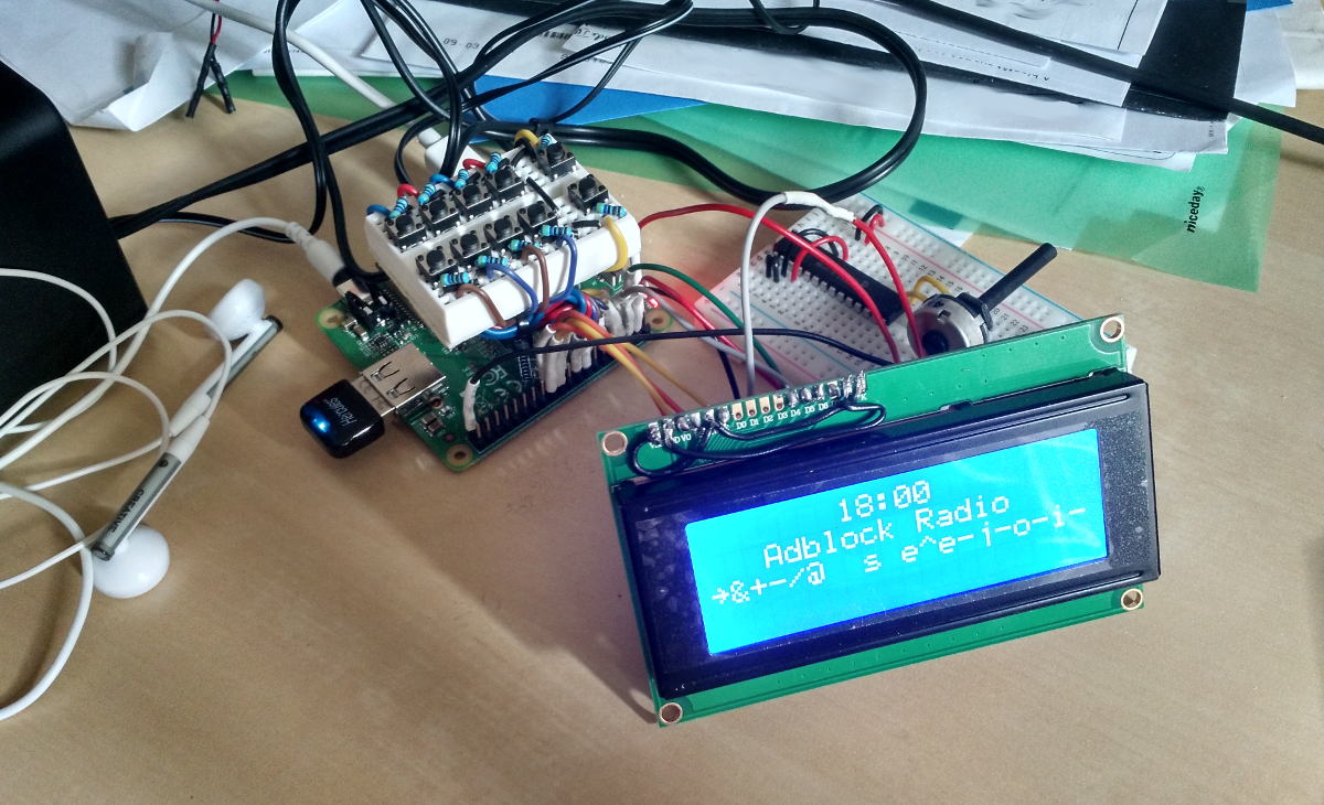 Raspberry Pi A+ Screen buttons - Adblock Radio Prototype